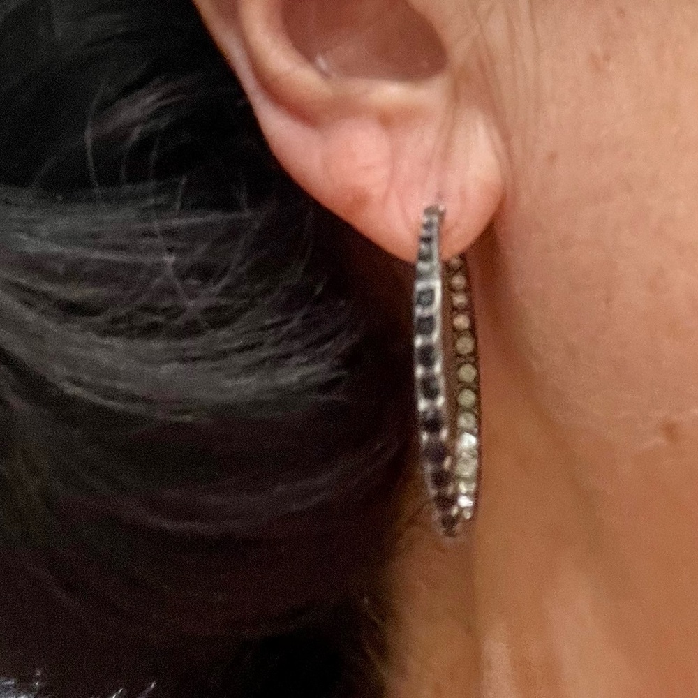 Oxydized Onyx Inside Outside Hoop Earrings